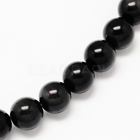Grade AA Natural Obsidian Round Beads Strands G-L275-03-12mm-1