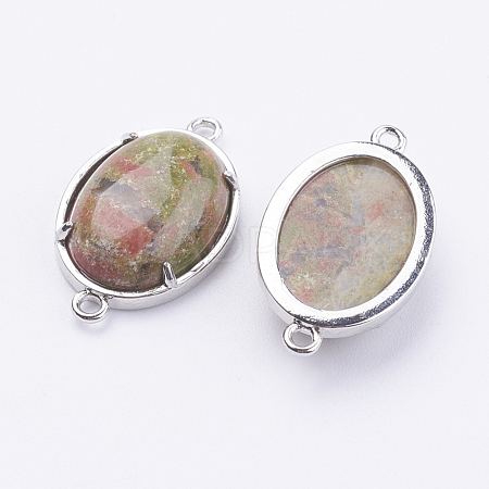 Brass Natural Unakite Links connectors G-E398-04G-1
