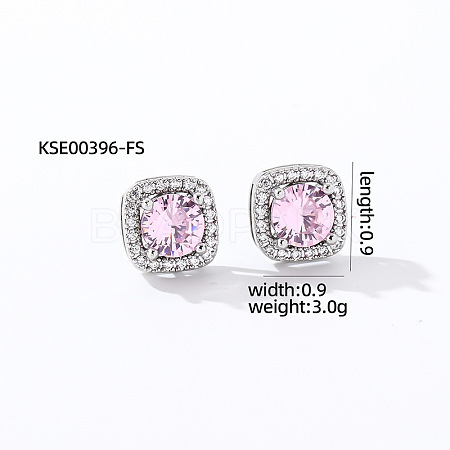 Elegant Zircon Square Stud Earrings for Women TY1635-7-1