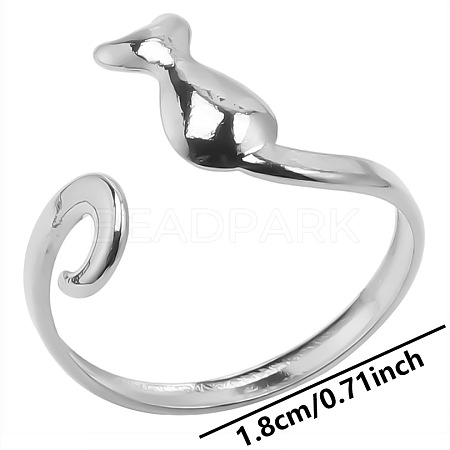 Geometric Stainless Steel Cat Open Cuff Ring for Unisex XN1177-1-1