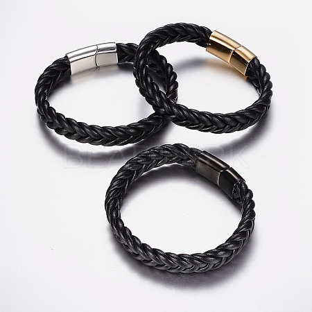 Braided Leather Cord Bracelets BJEW-H560-01-1