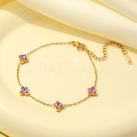 Exquisite Butterfly Cubic Zirconia Link Bracelets UX7227-1