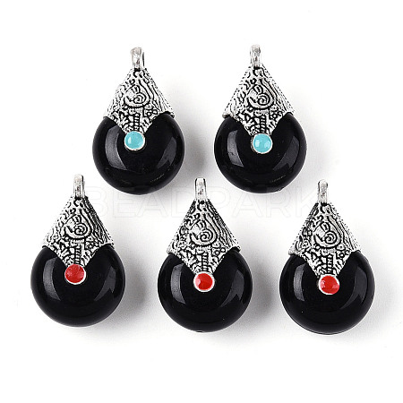 Tibetan Style Resin Pendants RESI-T022-16K-1