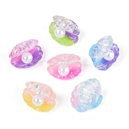 Transparent Resin & Imitation Pearl Cabochons CRES-T025-13M-1