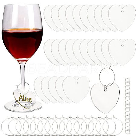 SUNNYCLUE DIY Heart Wine Glass Charms Making Kits DIY-SC0021-51-1