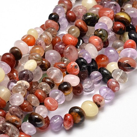 Mixed Natural Gemstone Nuggets Bead Strands G-J337-14-1