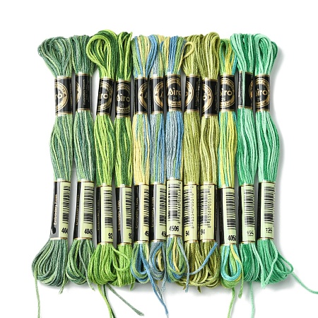 12 Skeins 6 Colors 6-Ply Polyester Embroidery Floss OCOR-FS0001-01B-04-1