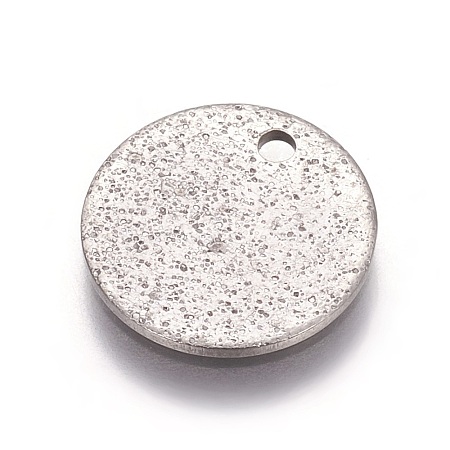 Non-Tarnish 304 Stainless Steel Textured Pendants X-STAS-I098-01-12mm-P-1