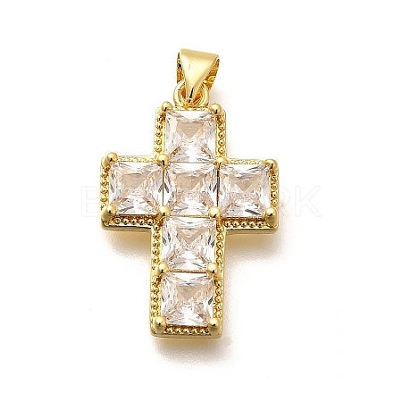 Rack Plating Brass Micro Pave Cubic Zirconia Pendants KK-L226-005G-04-1