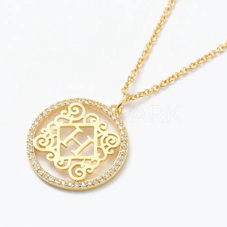 Brass Micro Pave Clear Cubic Zirconia Pendant Necklaces NJEW-E153-01H-1