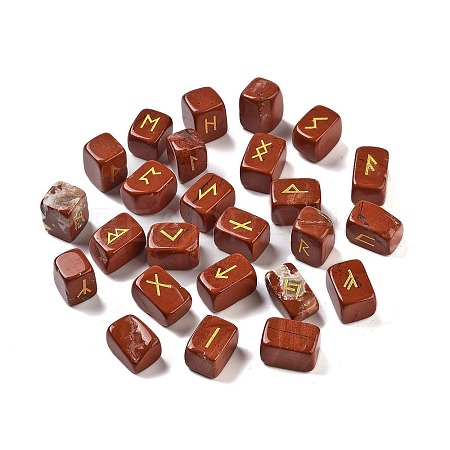 Rectangle Natural Red Jasper Rune Stones G-Z059-01M-1