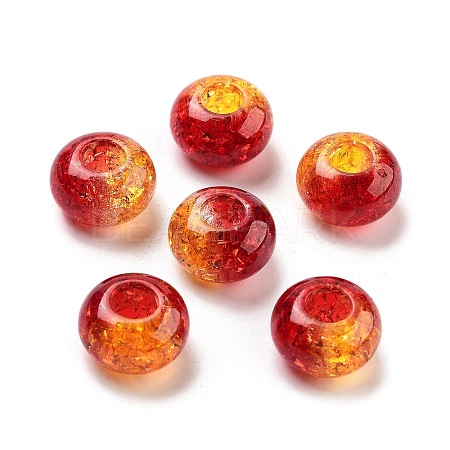 Two Tone Transparent Crackle Acrylic European Beads TACR-P009-B01-04-1