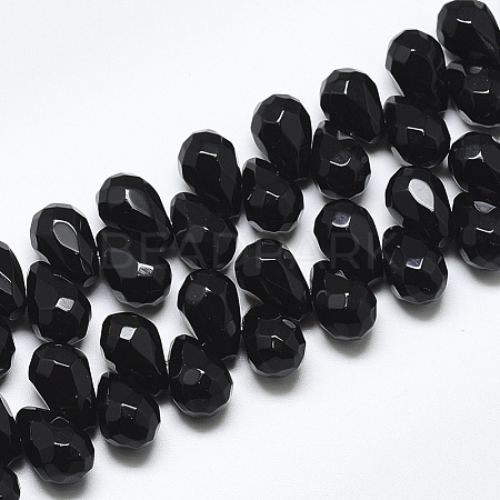 Natural Dyed & Heated Black Onyx Beads Strands G-S357-C02-11-1