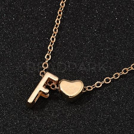 Alloy Letter Heart Pendant Necklaces for Women NJEW-FS0001-09F-1