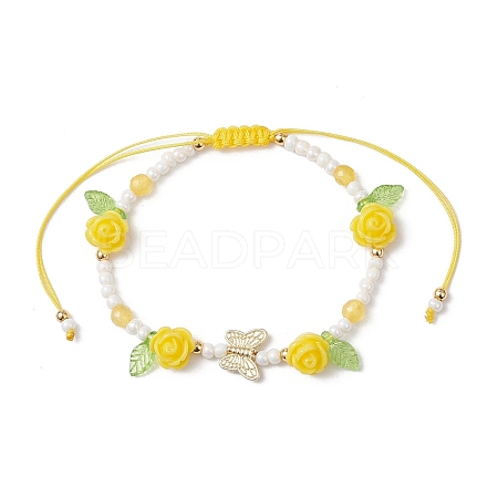 Glass Seed Bead and Resin Braided Bead Bracelets for Women BJEW-MZ00237-01-1