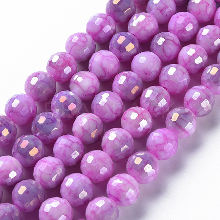 Opaque Baking Painted Glass Beads Strands EGLA-N006-005F-1