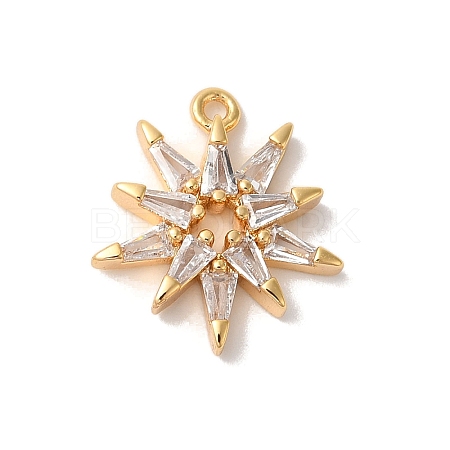 Brass Micro Pave Clear Cubic Zirconia Pendants KK-M294-07G-04-1
