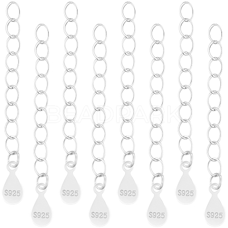 10Pcs 925 Sterling Silver Twisted Extender Chains STER-BBC0008-99-1