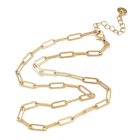 Ion Plating(IP) 304 Stainless Steel Paperclip Chain Necklace NJEW-D045-14G-1