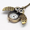 Alloy Owl Wing Design Openable Pendant Pocket Watch Necklaces with Iron Chains X-WACH-M011-01-3