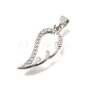 Brass Clear Cubic Zirconia Pendants KK-B187-08P-2