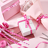5Rolls 5 Styles Polyester Wave/Breast Cancer Awareness Ribbon Printed Ribbon OCOR-PH0004-22-5