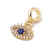 Rack Plating Alloy Crystal & Capri Blue Rhinestone European Dangle Charms FIND-C055-17G-2