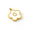 Golden Tone Stainless Steel Pave White Shell Letter Flower Charms PW-WGC5230-15-1