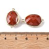 Natural Red Jasper Faceted Oval Connector Charms G-H323-02G-05-3