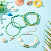 2 Bags Summer Beach Glass Seed Beaded & Natural Shell & Alloy Starfish Charm Anklet Sets AJEW-TA0003-69E-5