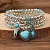 4Pcs Synthetic Turquoise & CCB Beaded Stretch Bracelets FS-WGC8DBE-07-1