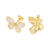 Brass Micro Pave Cubic Zirconia Stud Earring Findings CU-CBAA5EE-03G-A-2