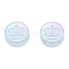 Rainbow Iridescent Plating Acrylic Beads OACR-N010-067-4