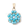 Dyed Natural Magnesite Faceted Round Cluster Flower Pendants PALLOY-MZ01197-05-1