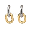 304 Stainless Steel Two Tone Oval Dangle Stud Earrings X-EJEW-L304-04GP-4