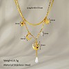 304 Stainless Steel with Natural Freshwater PearlDouble Layer Necklaces FS-WG7985A-14-1
