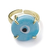 Lampwork Evil Eye Open Cuff Ring RJEW-M147-01LG-02-3