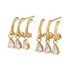 304 Stainless Steel Cubic Zirconia Dangle Stud Earrings for Women SA-CBA183D-11B-G-2