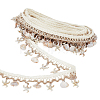 Polyester with Resin Shell Shape & Starfish Charm Lace Ribbon OCOR-WH0078-398-1-1