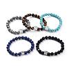 Natural & Synthetic Mixed Gemstone Beads Stretch Bracelets BJEW-JB04978-1