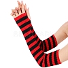 Stripe Acrylic Fibers Knitting Long Fingerless Gloves PW-WG9BE2E-07-1