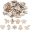 4 Sets Unfinished Wood Cutouts Ornaments WOOD-SC0001-91B-1