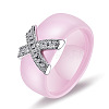 Cross Brass Micro Pave Clear Cubic Zirconia with Porcelain Finger Rings FS-WG0A171-20-1