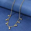 Brass Micro Pave Clear Cubic Zirconia Star Pendant Necklaces NJEW-B157-04G-4