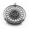 Tibetan Style Alloy Chandelier Component Connector Flat Round Cabochon Settings X-TIBE-R295-050AS-FF-1