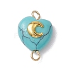 Mixed Gemstone Heart Links Connector Charms with Golden Tone Sun Moon Star Metal Slices PALLOY-JF02762-4