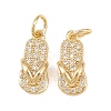 Brass Micro Pave Clear Cubic Zirconia Charms ZIRC-G153-28G-2
