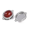 Natural Carnelian(Dyed & Heated) Oval Connector Charms KK-U043-50P-01-2