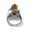 Hexagonal Prism Natural Tiger Eye Open Cuff Rings RJEW-B106-01P-06-4