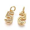 Brass Micro Pave Clear Cubic Zirconia Charms ZIRC-L092-05-G-2
